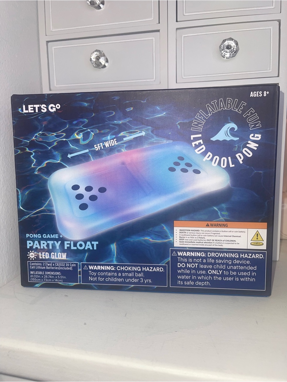 NWT LED Glow Inflatable Pool Pong Party Float - Blue/Purple